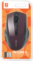 Беспроводная мышь DEFENDER Accura MM-665, 6 кнопок, 800-1600dpi, USB, красный (1/40) (52668)