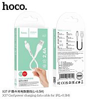 Кабель USB - 8 pin HOCO X37 Cool power, 0.5м, круглый, 2.4A, силикон, цвет: белый (1/54/540) (6942007612340)