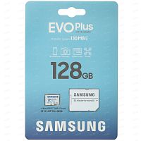Карта памяти MicroSD  128GB  Samsung Class 10 Evo Plus U1 (R/W 130 MB/s) + SD адаптер (MB-MC128KA/APC)