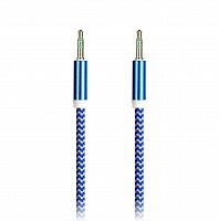 AUX кабель 3.5-3.5 мм (M-M), 1 м, синий, нейлоновая оплетка, (A-35-35 blue)/100