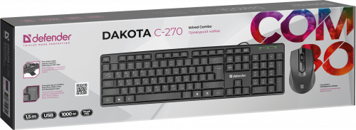 Комплект проводной Клавиатура + Мышь DEFENDER Dakota C-270 RU, черная (1/20) (45270) фото 8