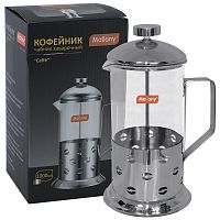 Чайник/кофейник (кофе-пресс) Caffe,1000 мл, из жаропр стекла, в корпусе из нерж стали, B535-1000ML (1/12) (950081)