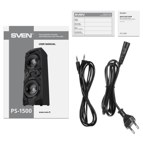 Портативная аудиосистема напольная SVEN АС PS-1500 (500 Вт, Bluetooth, FM, USB, LED-дисплей, ~230В), черный (1/1) (SV-022020) фото 3