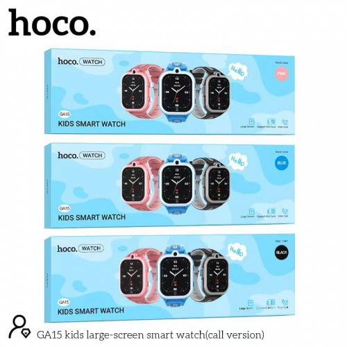 Смарт- часы HOCO GA15 Kids, IPS 1.85, пластик, bluetooth 5.0, IP67, поддержка SIM, цвет: розовый (1/50) (6942007618052)