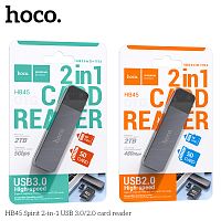 Кардридер HOCO HB45 Spirit, USB 3.0, пластик, TF/ SD карта, цвет: серый (1/50/200) (6942007620505)