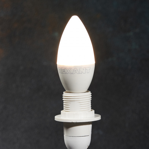 Лампа светодиодная REXANT Свеча CN 7,5 Вт E14 713 лм 2700 K теплый свет (10/100) (604-017) фото 2