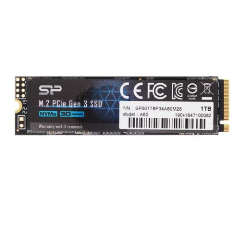 Внутренний SSD  Silicon Power 1TB  A60, PCIe 3x4, R/W - 2200/1600 MB/s, (M.2), 2280, TLC 3D NAND (SP001TBP34A60M28) фото 2