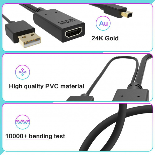 Кабель-переходник HDMI(F) +USB---> miniDP(M 0.15m  4K*30Hz VCOM<CG497-0.15> (CG497-0.15M) фото 2