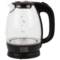 Чайник Homestar HS-1012 (1,7 л) стекло, пластик черный (1/6) (003567)