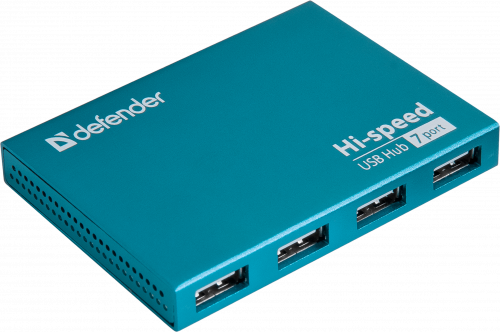 Разветвитель DEFENDER SEPTIMA SLIM 7 портов, USB 2.0(адаптер 2А) (83505) фото 2