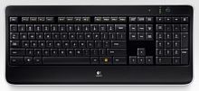 Клавиатура беспроводная LOGITECH K800 USB Multimedia LED (подставка для запястий), черная (920-002395)