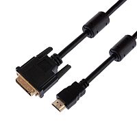 Шнур HDMI - DVI-D, 5м, gold, с фильтрами REXANT (5/30) (17-6306)