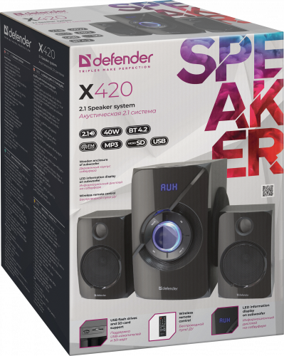 Активная система DEFENDER 2.1 X420, черный, 40 Вт, Bluetooth, FM/MP3/SD/USB (1/4) (65525) фото 8