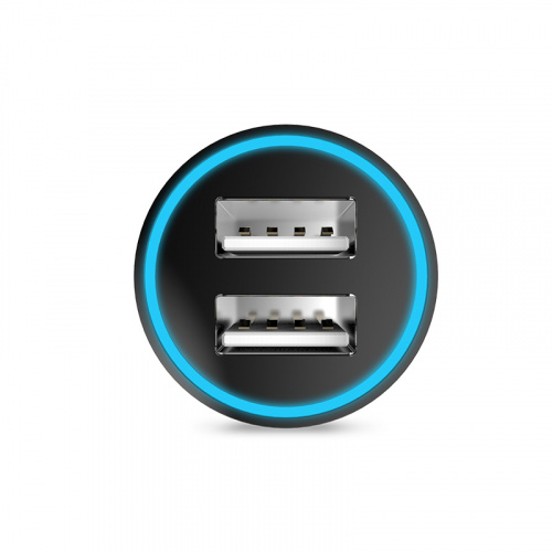Блок питания автомобильный 2 USB HOCO UC204, 1000mA, 2400mA, пластик, цвет: чёрный (1/152) (6957531017295) фото 2