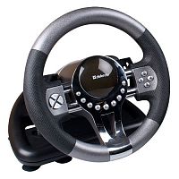 Игровой руль Forsage GTR USB, 12 кнопок, рычаг передач,педали. Черный/серый  (64367)