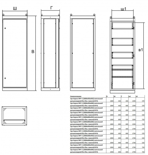 Каркас ВРУ-1 1800х800х450 мм ЭРА v1_18.8.4.31 напольный цельносварной без боковых панелей IP31 (1) (Б0059325) фото 2