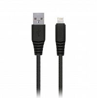 Дата-кабель Smartbuy USB - 8-pin для Apple, "карбон", экстрапрочн., 2.0 м, до 2А, черный (iK-520n-2- (iK-520n-2-ks)