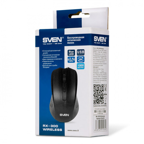 Беспроводная мышь SVEN RX-300 Wireless черная (SV-03200300W) фото 3