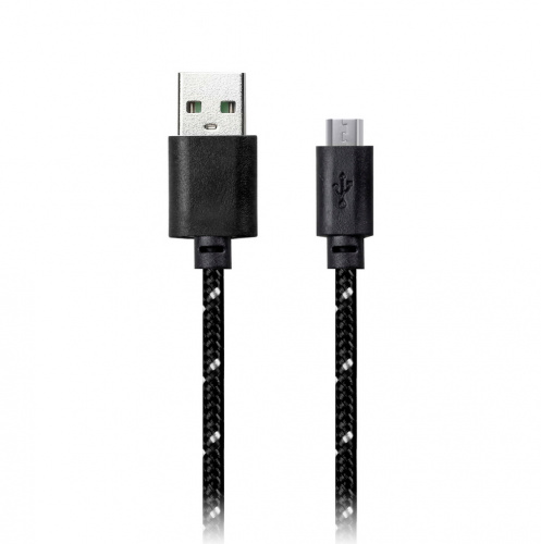 Кабель SMART BUY USB - micro USB, нейлон, черный, 1.0 м (1/500) (iK-12n black)