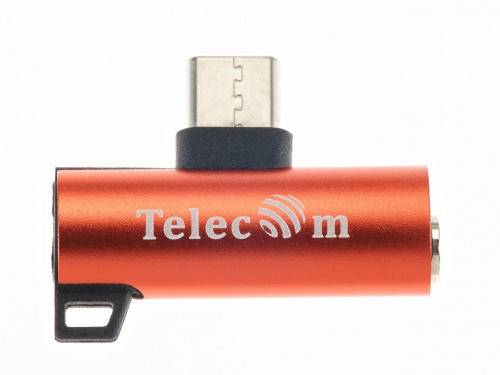 Переходник USB3.1 Type-C 2 in 1 audio+PD charging красный <TA433-R> (TA433M-R) фото 2