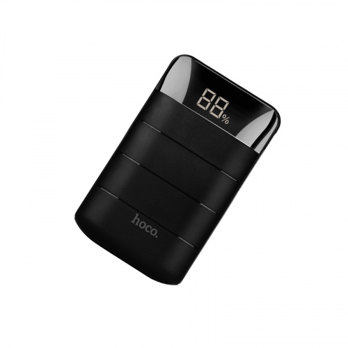 Мобильный аккумулятор Аккумулятор внешний HOCO B29, 10000mAh, 2 USB 2A выхода, дисплей, фонарик, пластик / силикон, чёрный (1/66) (6957531055532) фото 3