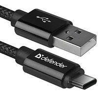 Кабель DEFENDER USB09-03T PRO USB2.0, черный, AM-Type-C, 1m, 2.1A (1/100) (87814)