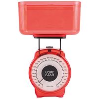 Весы кухонные механические HOMESTAR HS-3004М, 1 кг, цвет красный (1/20) (002795)