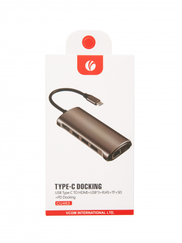 Кабель-адаптер USB3.1 Type-CM-->HDMI 4K*60Hz +3USB3.0+RJ45+TF+SD+PD charging  VCOM <CU463> фото 11