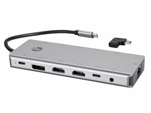 USB-концентратор TypeC -->(2HDMI+DP)4K*60Hz+3USB3.0+TC+USB2.0+RJ45+SD+TF+PD+audio+TCадаптер, VCOM <4706> (1/100) (CU4706)