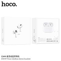 Наушники внутриканальные HOCO EW49, пластик, bluetooth 5.3, микрофон, цвет: белый (1/14/140) (6931474791405)