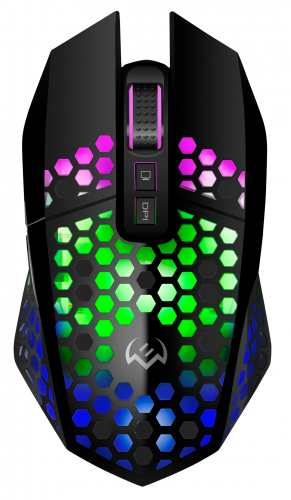 Беспроводная игровая мышь SVEN RX-G940W (бесшумн. кл., 6+1кл. 800-3600 DPI, RGB-подсв., игров. упак), черный (1/20) (SV-021115)