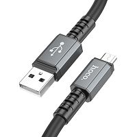 Кабель USB - микро USB HOCO X85 Strength, 1.0м, круглый, 2.4A, силикон, цвет: чёрный (1/35/350) (6931474777461)