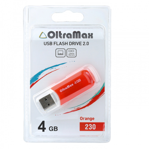 Флеш-накопитель USB  4GB  OltraMax  230  оранжевый (OM-4GB-230-Orange) фото 3