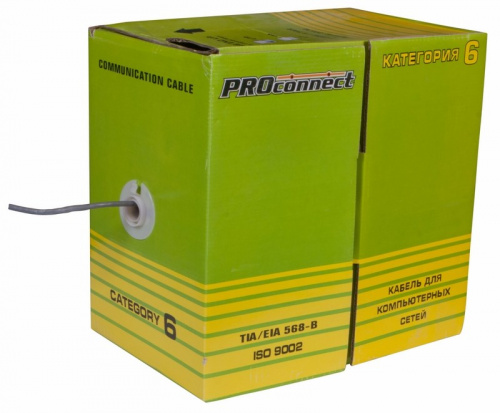 Кабель витая пара PROconnect UTP 4PR 23AWG, CCA, CAT6, PVC, бухта 305 м, серый (1/2) (01-0047-3) фото 3