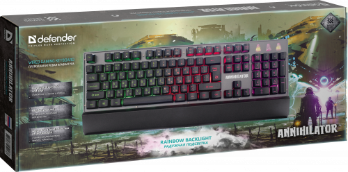 Клавиатура проводная игровая Defender Annihilator GK-013 RU,RGB подсветка (45013) фото 6