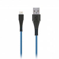 Дата-кабель Smartbuy USB - micro USB, "карбон", экстрапрочный, 1.0 м, до 2А, синий (iK-10n-2 blue)