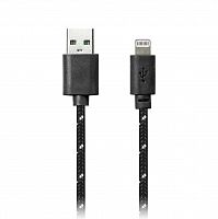 Кабель SMART BUY для iPhone 5/5S/6/6 plus, нейлон, USB 2.0 -8 pin Lightning, черный, 1 м. (1/500) (iK-512n black)