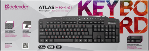Клавиатура проводная DEFENDER Atlas HB-450 RU, USB, мультимедиа 124 кн., черная (1/40) (45450) фото 6