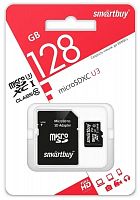 Карта памяти MicroSD  128GB  Smart Buy Сlass 10  UHS-I U3 + SD адаптер (SB128GBSDU3-01)