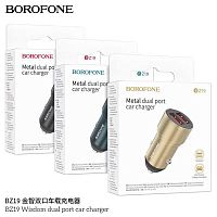 Блок питания автомобильный 2 USB Borofone BZ19, Wisdom, 12Вт, цвет: золотой (1/94/376) (6974443387315)