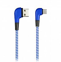 Кабель Smartbuy USB - MicroUSB SOCKS L-TYPE, синий, 2 А, 1 м (ik-12NSL blue)
