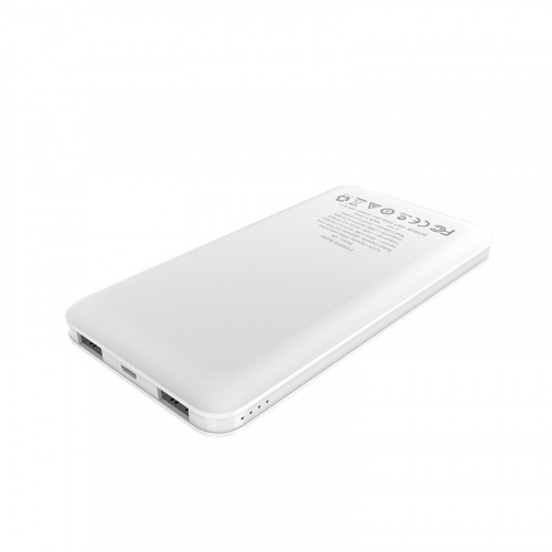 Мобильный аккумулятор Аккумулятор внешний HOCO J26, 10000mAh, 2 USB выхода, Micro-USB вход, LED индикатор, белый (1/53) (6957531086451) фото 3