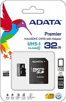 Карта памяти MicroSD  32GB  A-Data Class 10 Premier UHS-I + SD адаптер (AUSDH32GUICL10-RA1)