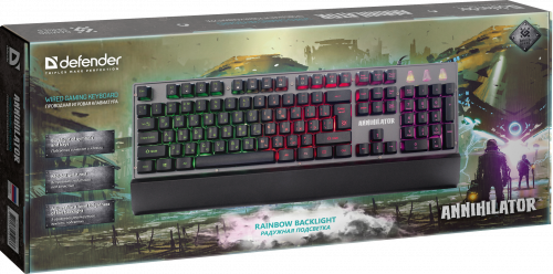 Клавиатура проводная игровая Defender Annihilator GK-013 RU,RGB подсветка (45013) фото 10