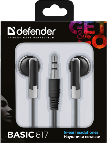 Проводные внутриканальные наушники DEFENDER Basic 617 вакуумные, шнур 1,1 м, черные (1/200) (63617) фото 7