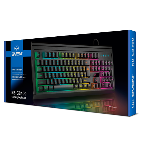 Клавиатура проводная игровая SVEN KB-G8400 (104кл, ПО, RGB-подсветка), черная (1/20) (SV-021504) фото 2