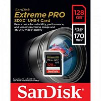 Карта памяти SDXC  128GB  SanDisk Class 10 Extreme Pro V30 UHS-I U3 (170 Mb/s) (SDSDXXY-128G-GN4IN)