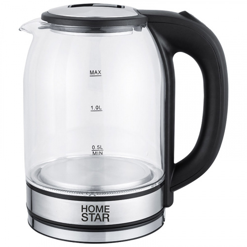 Чайник Homestar HS-1042 (1,8 л) стекло, пластик черный (1/12) (105222)