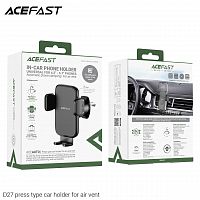 Держатель автомобильный ACEFAST D27 press, для смартфона, пластик, воздуховод, цвет: чёрный (1/108) (6974316283164)