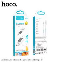 Кабель USB - Type-C HOCO X108 Benefit, 1.0м, круглый, 3.0А, силикон, цвет: белый (1/31/310) (6942007632249)